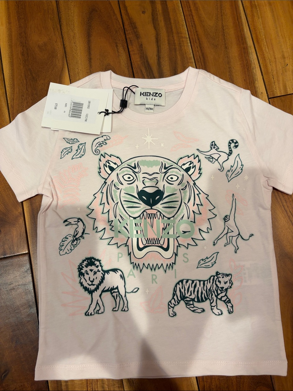 Kenzo Kids Light Pink Tiger & Safari Graphic Tee